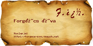 Forgács Éva névjegykártya