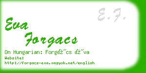 eva forgacs business card